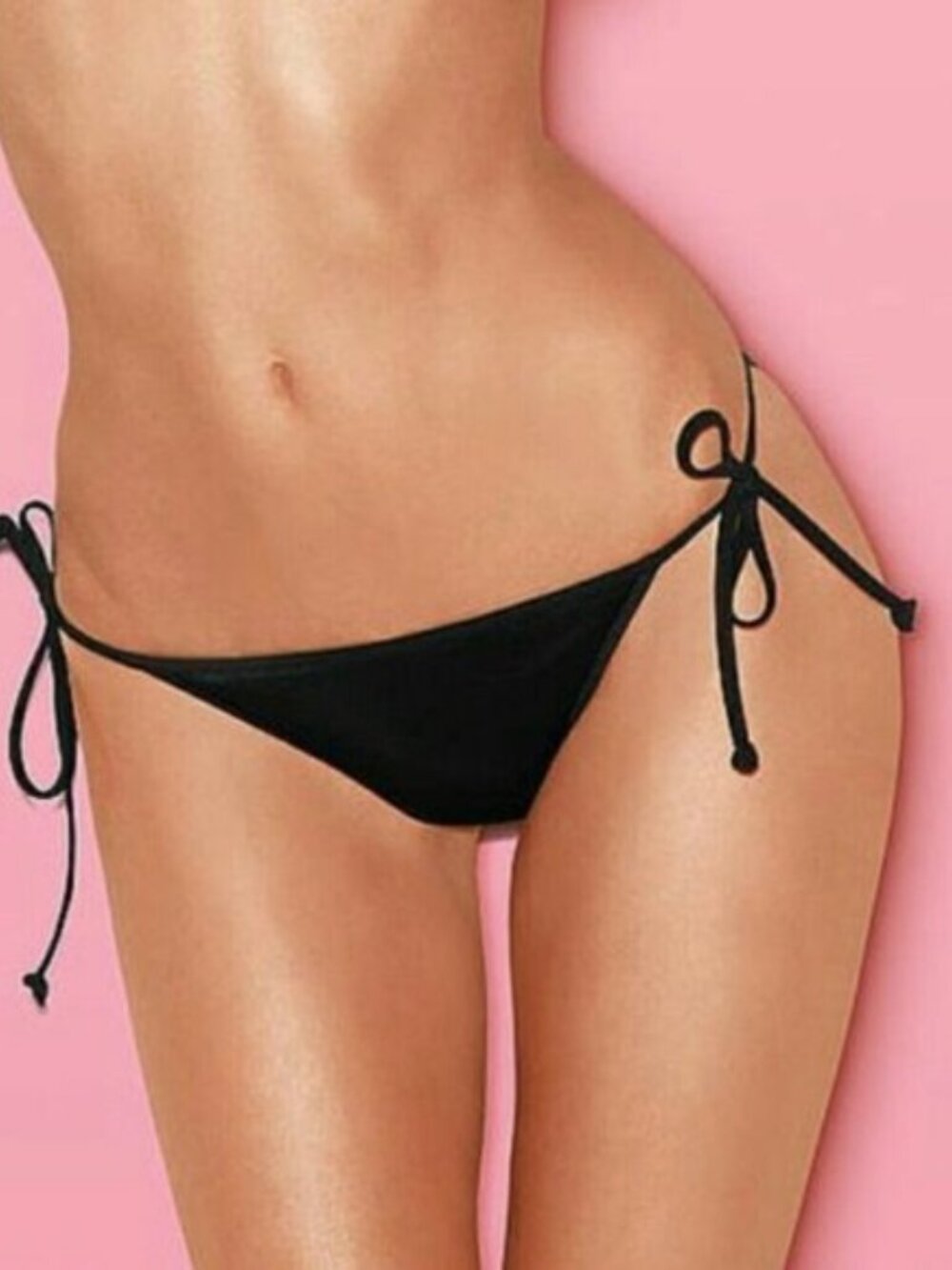 Victoria's Secret PINK | Black Side Tie Ruched Bikini Bottoms | Size Small